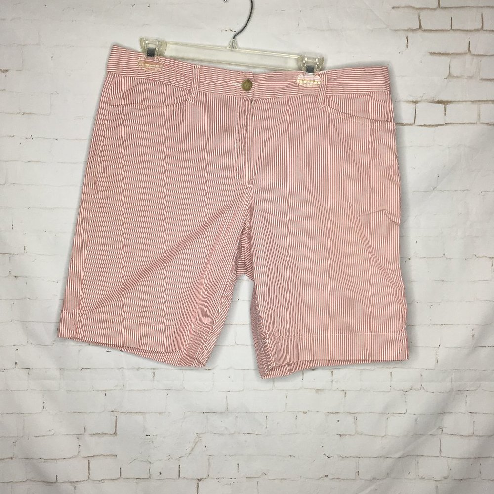 Lands' End Red & White Stripe Shorts Women's Sz 12